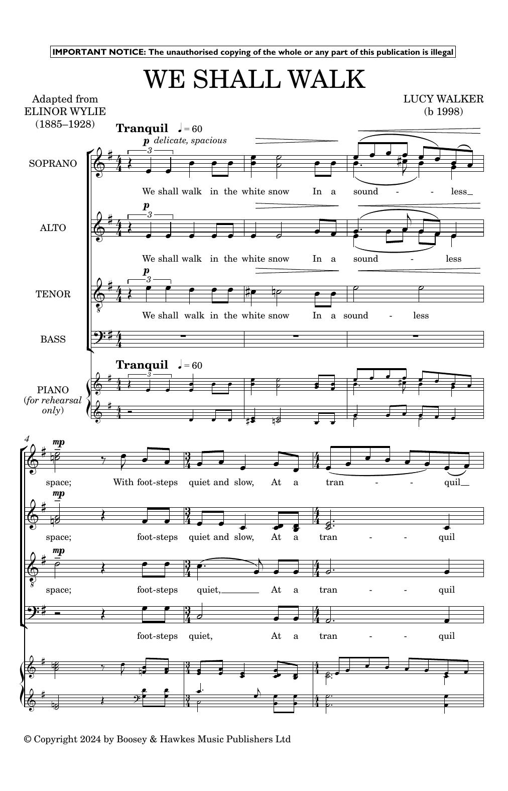 Download Lucy Walker We Shall Walk Sheet Music and learn how to play Choir PDF digital score in minutes
