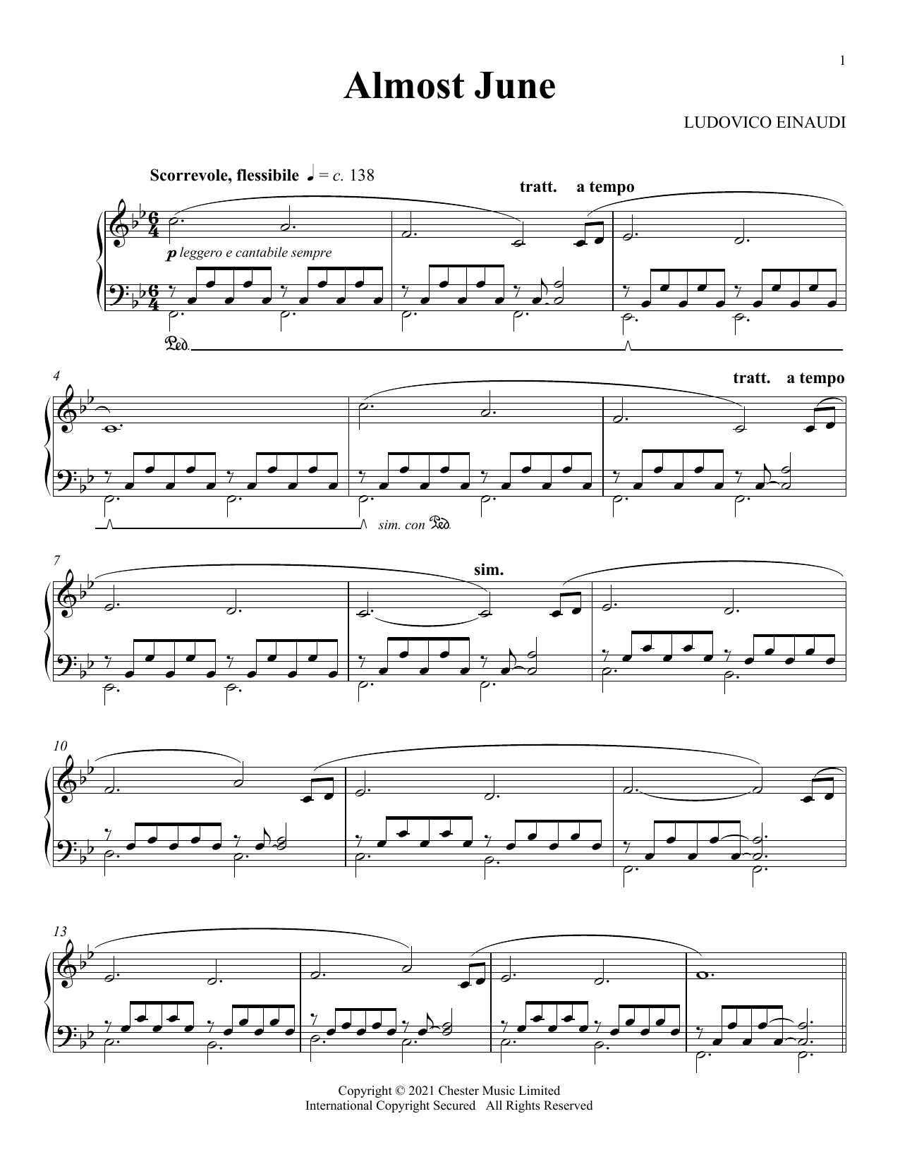 Download Ludovico Einaudi Almost June Sheet Music and learn how to play Piano Solo PDF digital score in minutes