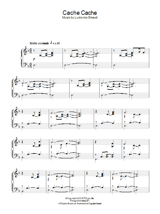 Download Ludovico Einaudi Cache Cache Sheet Music and learn how to play Piano PDF digital score in minutes