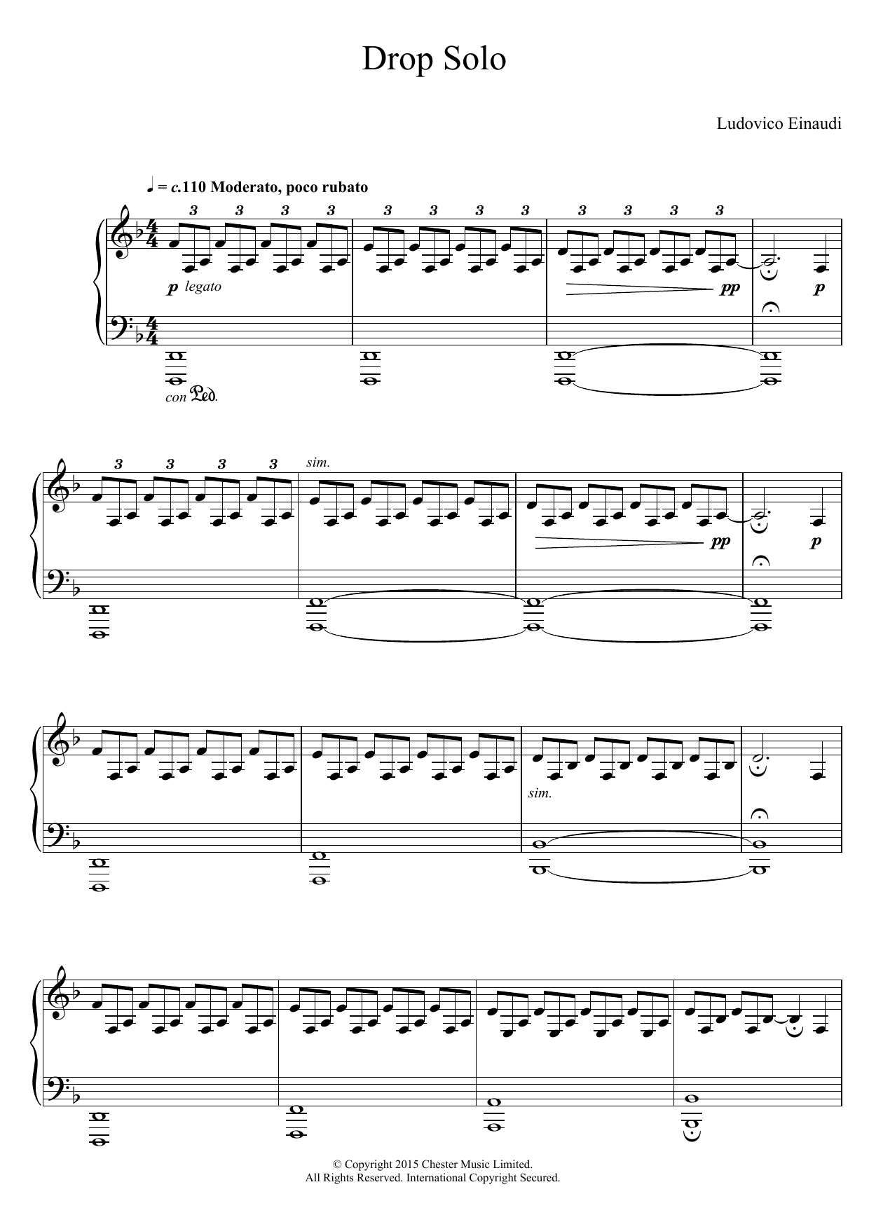 Download Ludovico Einaudi Drop Solo Sheet Music and learn how to play Piano PDF digital score in minutes