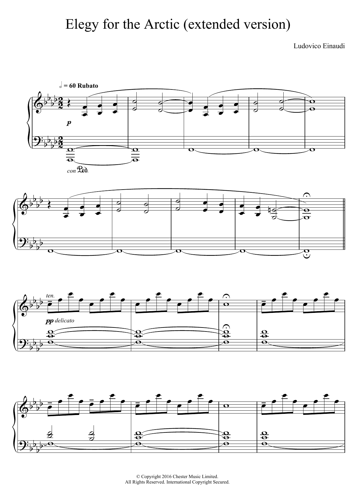 Download Ludovico Einaudi Elegy For The Arctic (extended version) Sheet Music and learn how to play Piano PDF digital score in minutes