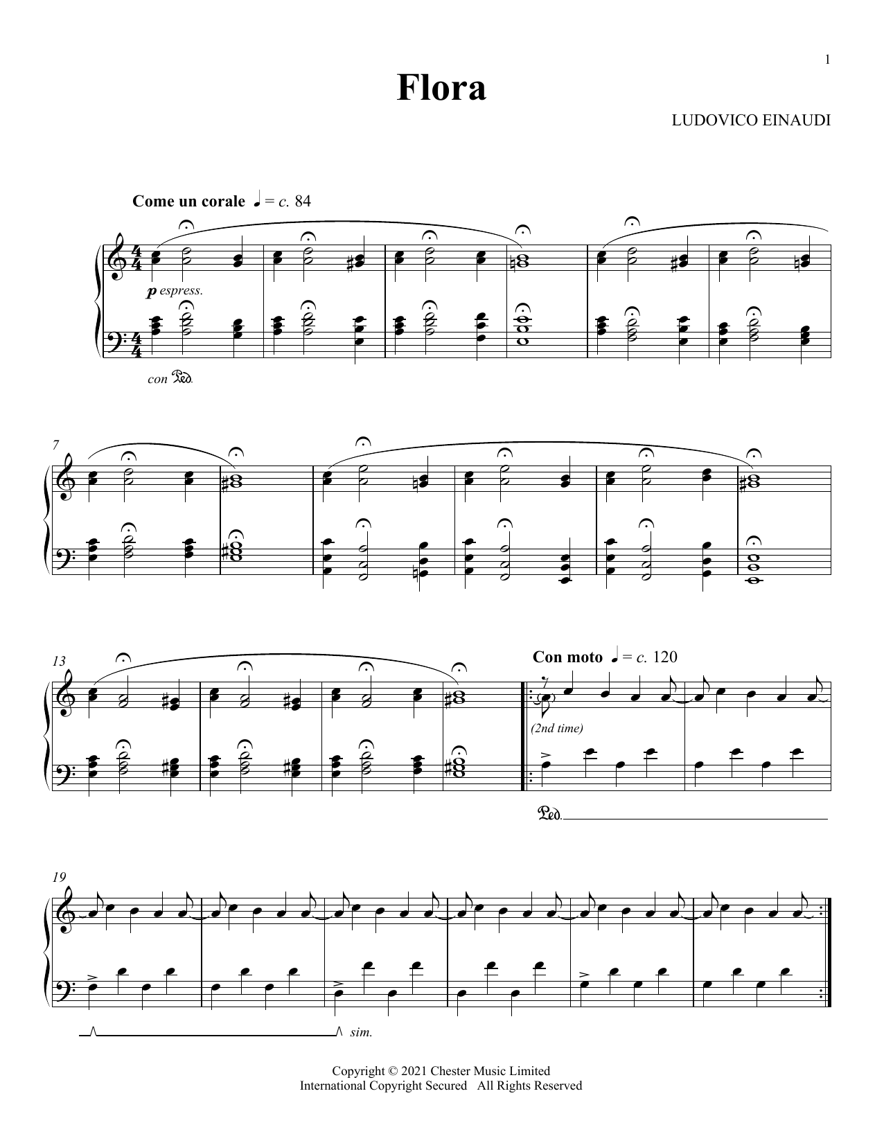Download Ludovico Einaudi Flora Sheet Music and learn how to play Piano Solo PDF digital score in minutes