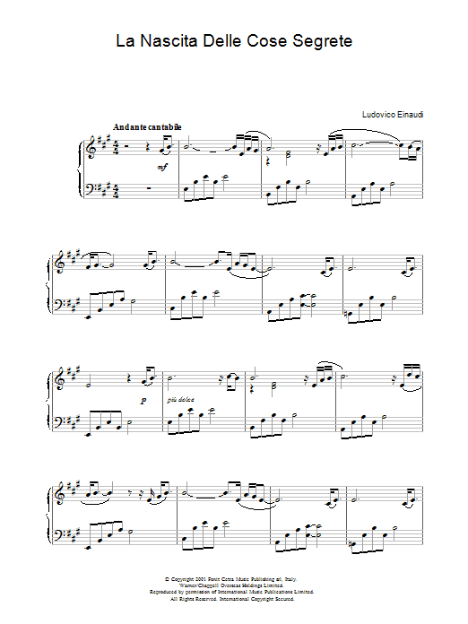 Download Ludovico Einaudi La Nascita Delle Cose Segrete Sheet Music and learn how to play Piano PDF digital score in minutes