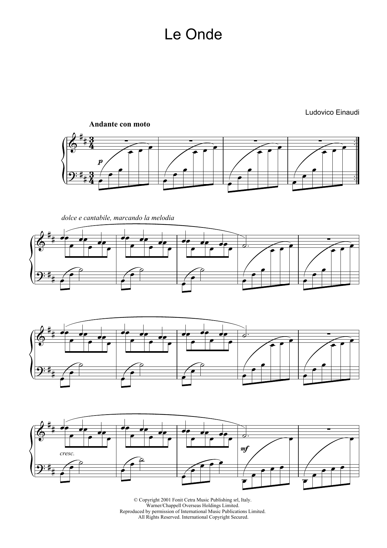 Download Ludovico Einaudi Le Onde Sheet Music and learn how to play Piano Solo PDF digital score in minutes