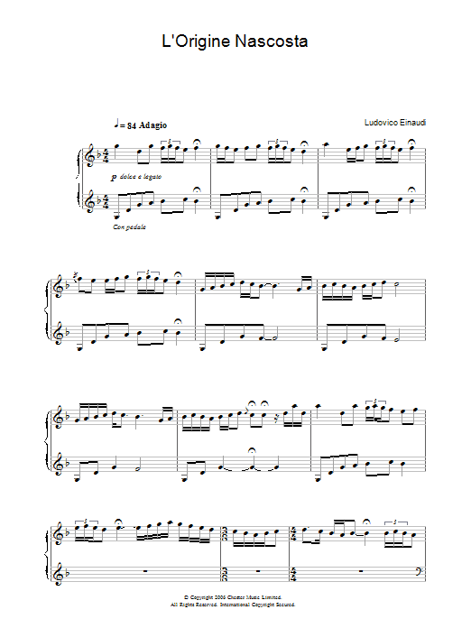 Download Ludovico Einaudi L'Origine Nascosta Sheet Music and learn how to play Piano PDF digital score in minutes