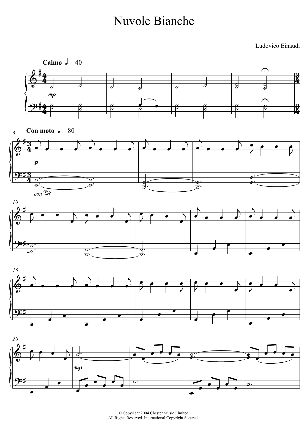 Download Ludovico Einaudi Nuvole Bianche Sheet Music and learn how to play Educational Piano PDF digital score in minutes
