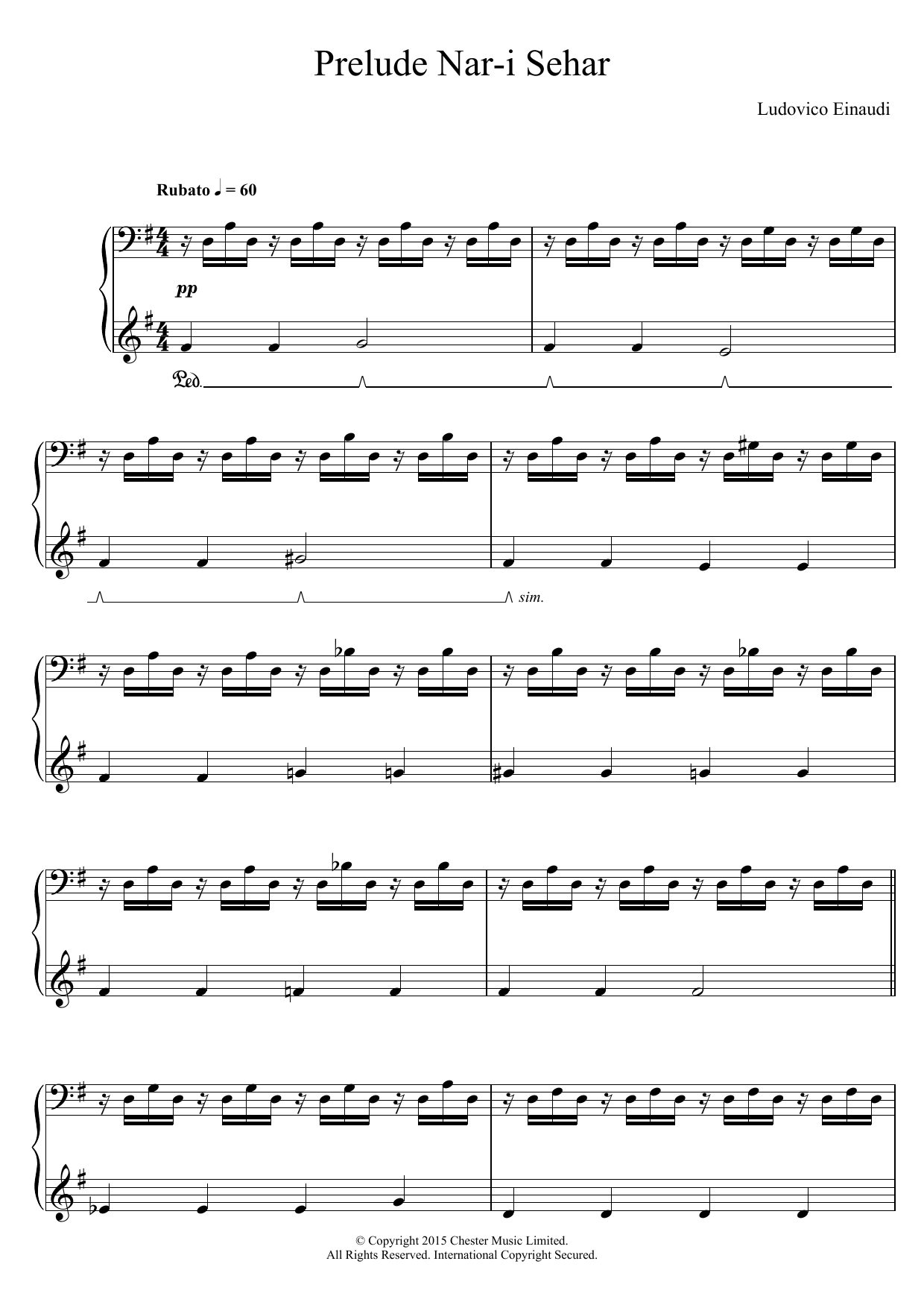 Download Ludovico Einaudi Preludio/Nar I-Seher Sheet Music and learn how to play Piano Solo PDF digital score in minutes