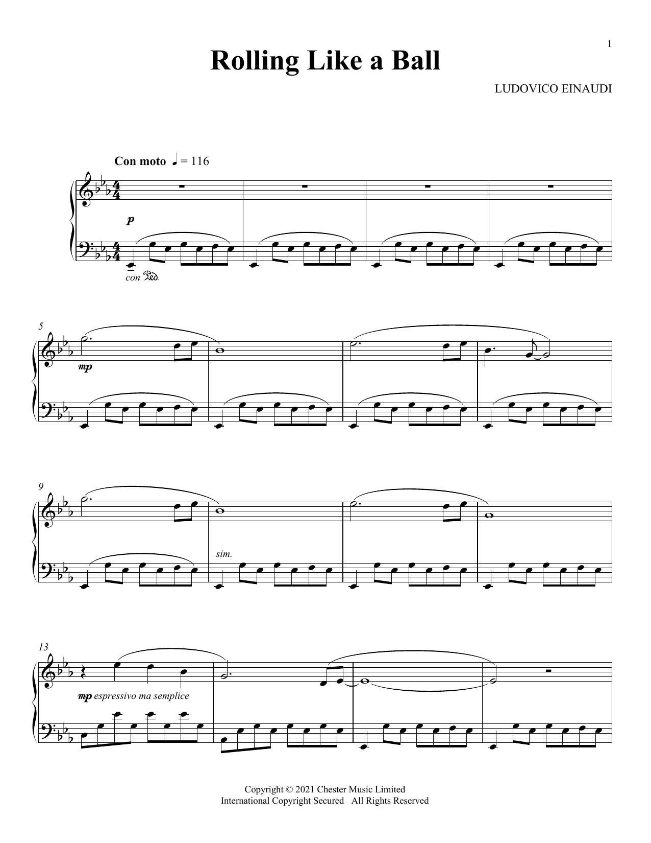 Download Ludovico Einaudi Rolling Like A Ball Sheet Music and learn how to play Piano Solo PDF digital score in minutes