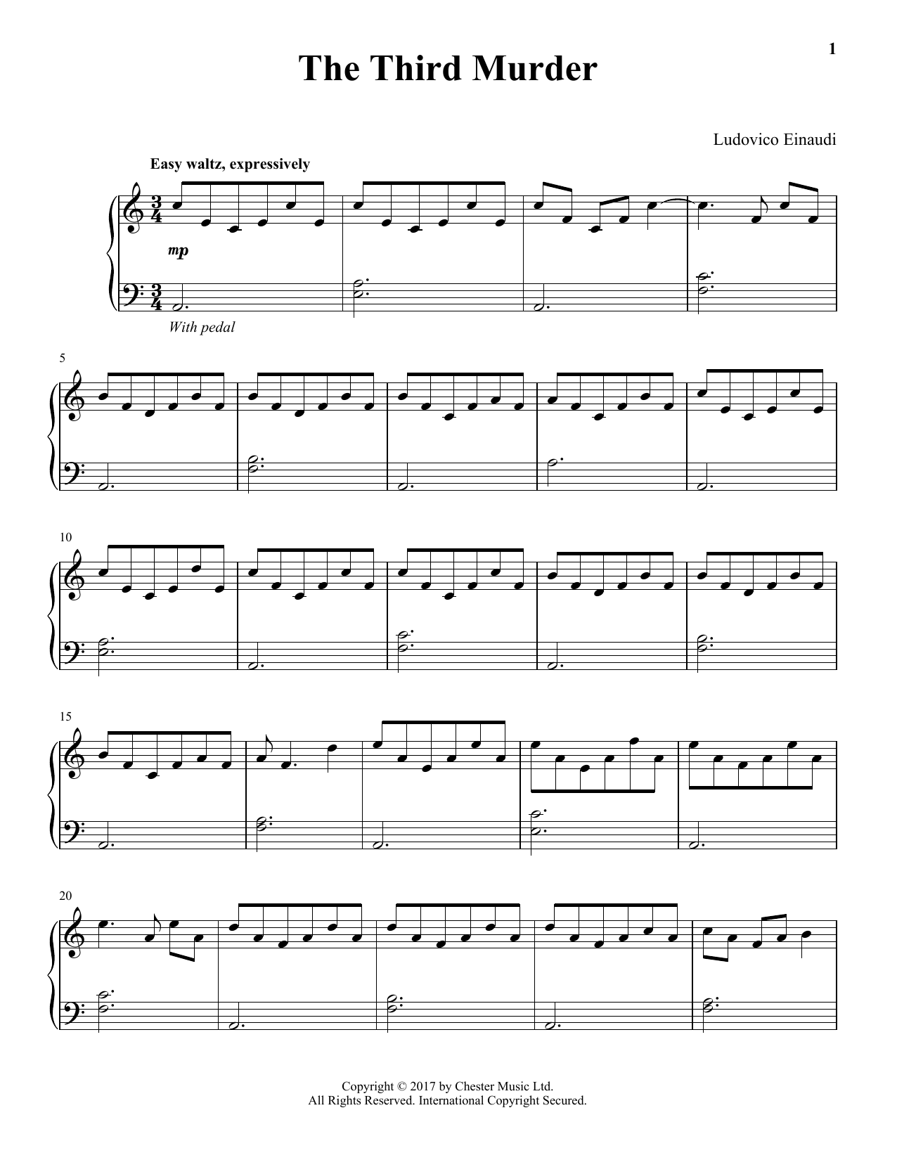 Download Ludovico Einaudi The Third Murder Sheet Music and learn how to play Piano Solo PDF digital score in minutes