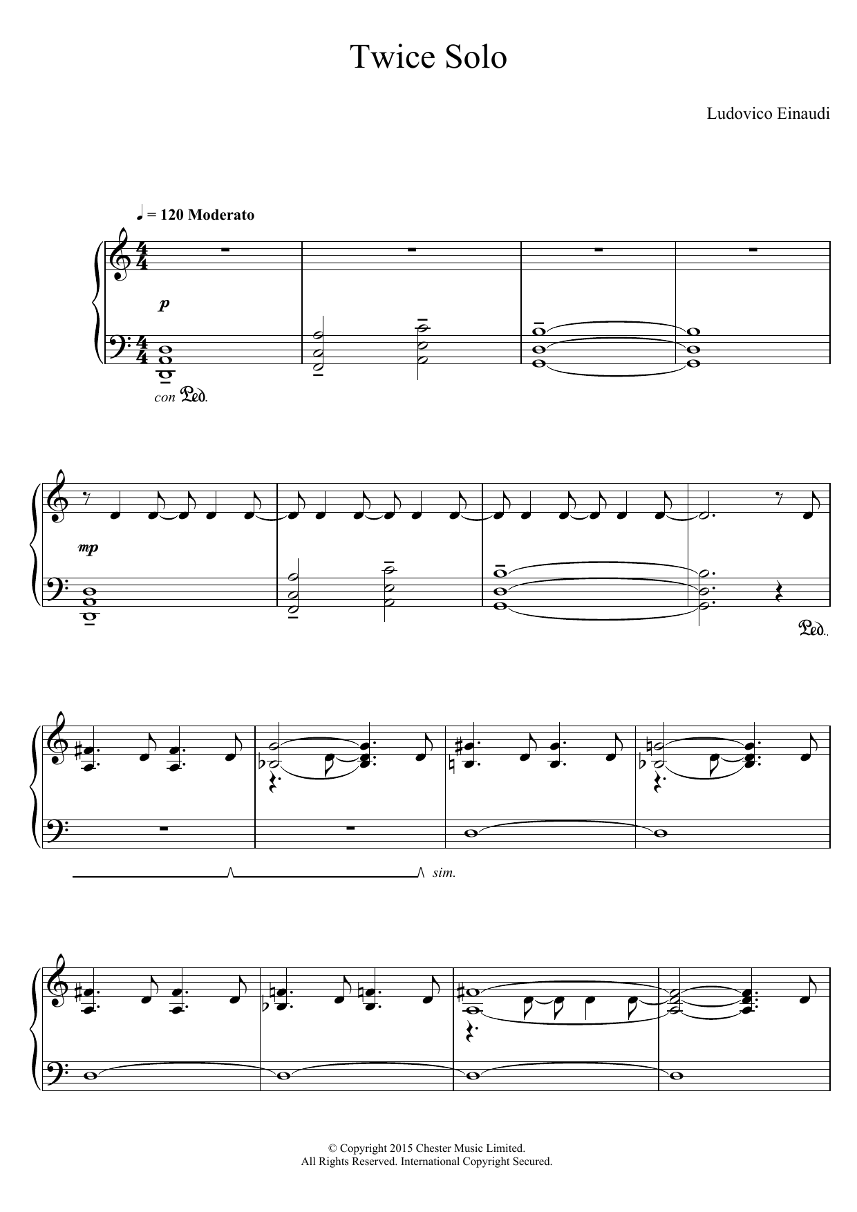 Download Ludovico Einaudi Twice Solo Sheet Music and learn how to play Piano PDF digital score in minutes