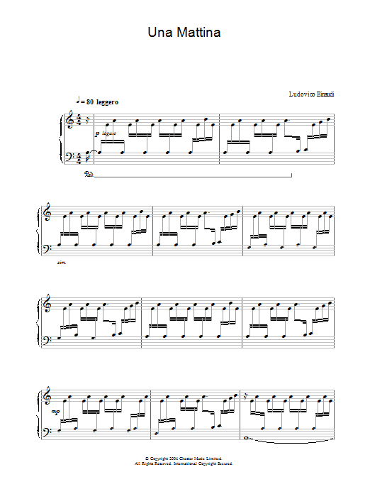 Download Ludovico Einaudi Una Mattina Sheet Music and learn how to play Piano PDF digital score in minutes