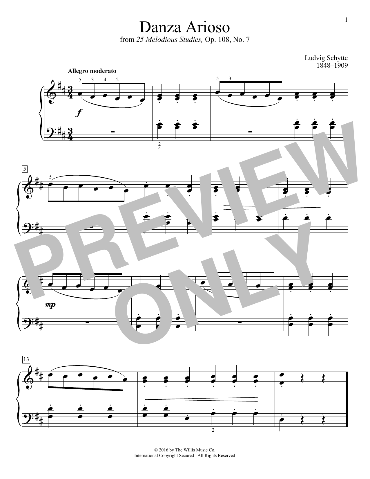 Download Ludvig Schytte Danza Arioso Sheet Music and learn how to play Educational Piano PDF digital score in minutes