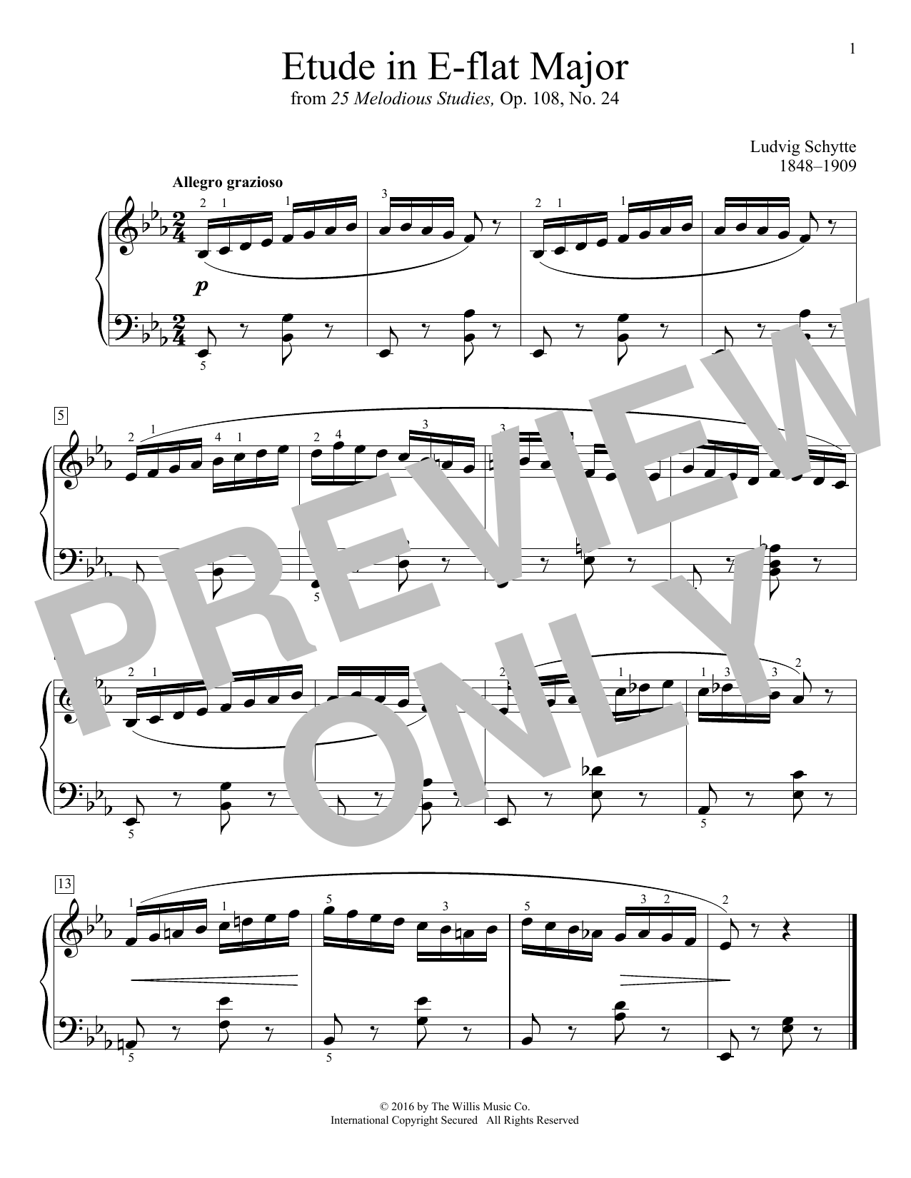 Download Ludvig Schytte Etude In E-Flat Major Sheet Music and learn how to play Educational Piano PDF digital score in minutes