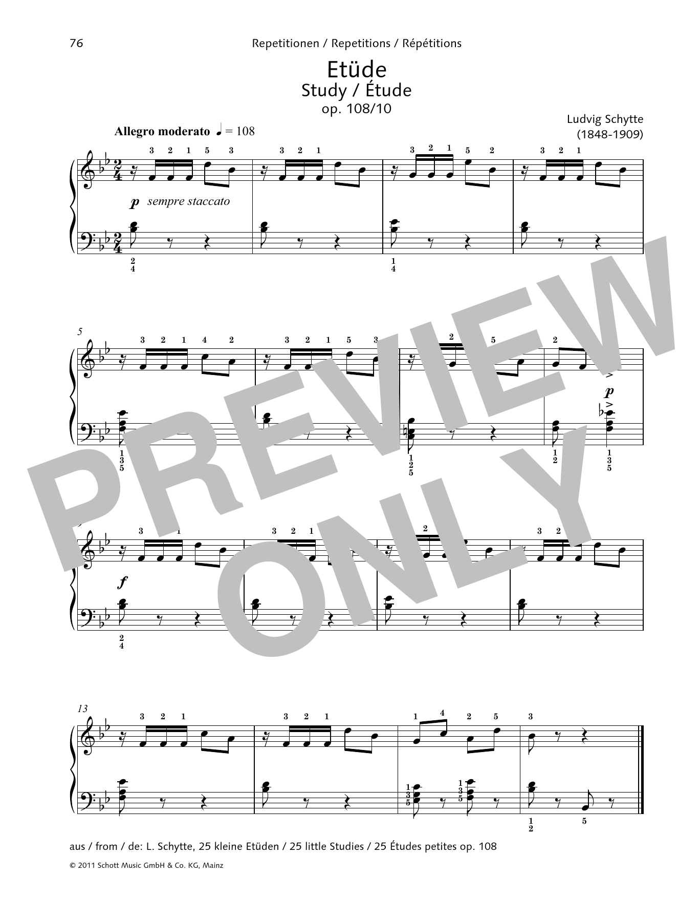 Download Ludvig Schytte Study Sheet Music and learn how to play Piano Solo PDF digital score in minutes