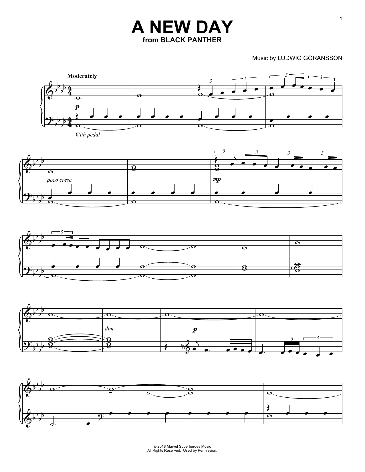 Download Ludwig Goransson A New Day Sheet Music and learn how to play Piano PDF digital score in minutes