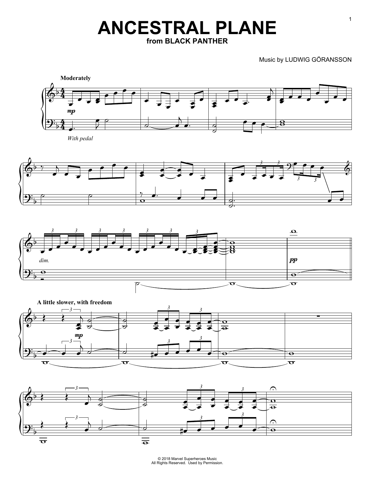 Download Ludwig Goransson Ancestral Plane Sheet Music and learn how to play Piano PDF digital score in minutes
