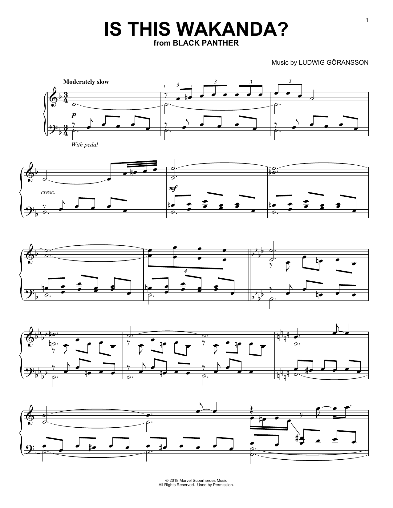 Download Ludwig Goransson Is This Wakanda? Sheet Music and learn how to play Piano PDF digital score in minutes