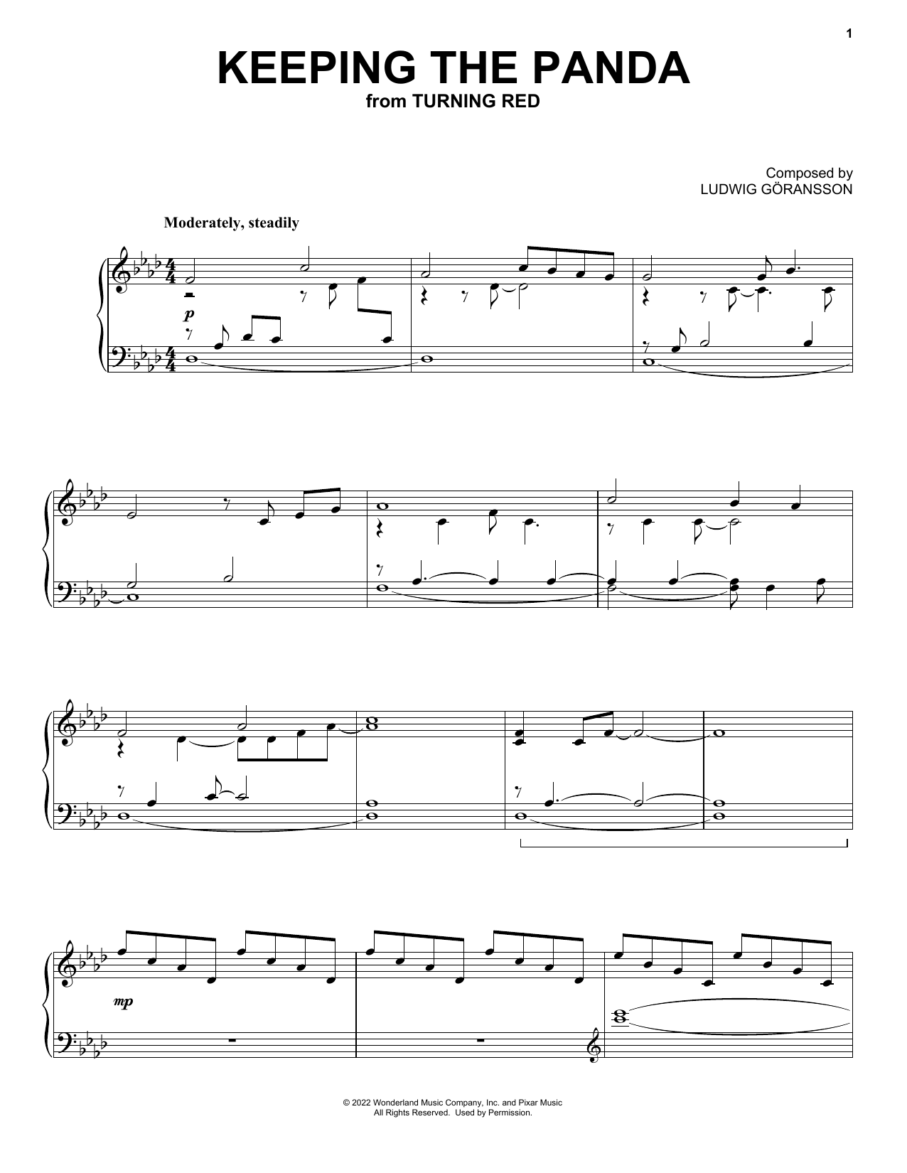 Download Ludwig Göransson Keeping The Panda (from Turning Red) Sheet Music and learn how to play Piano Solo PDF digital score in minutes
