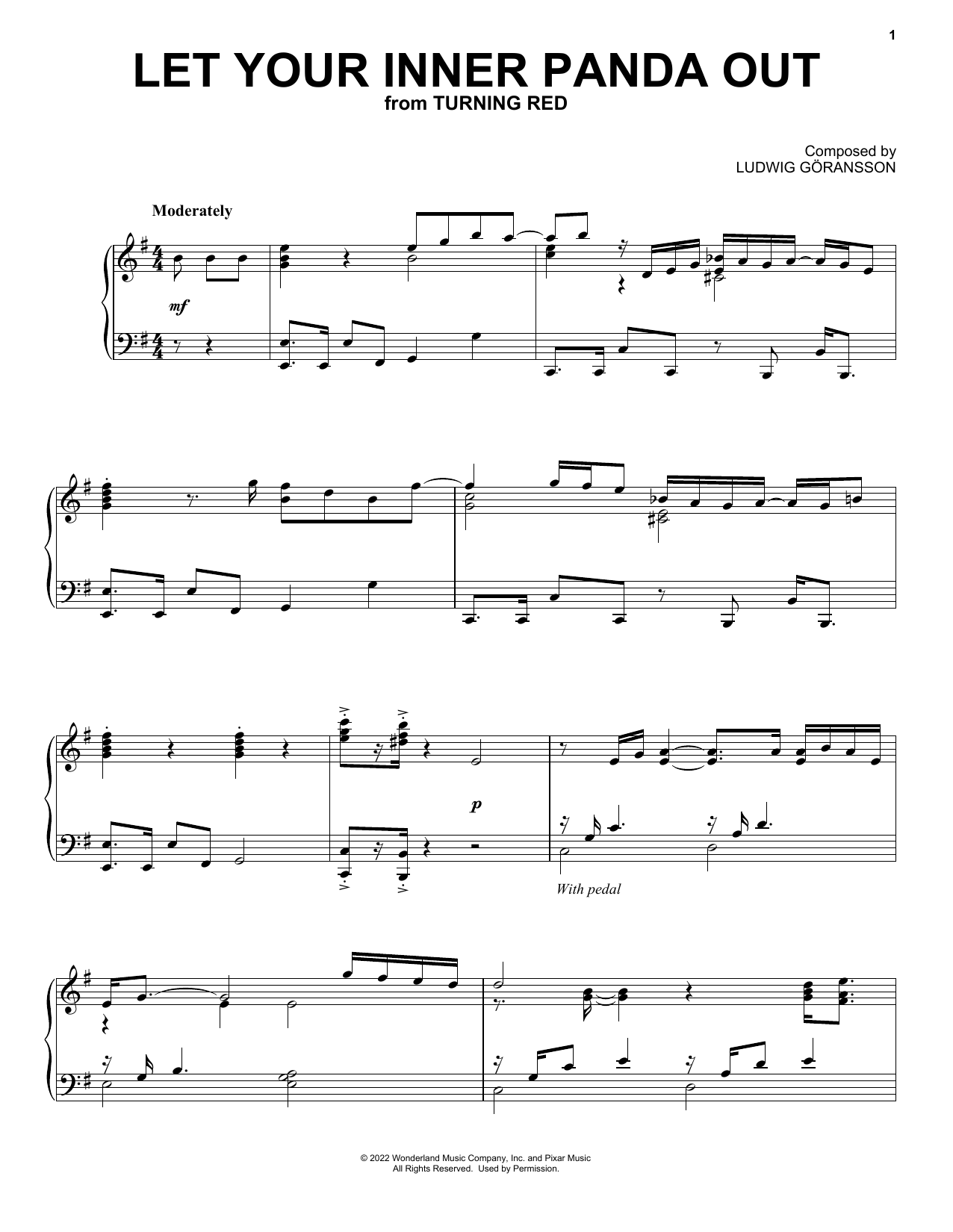 Download Ludwig Göransson Let Your Inner Panda Out (from Turning Red) Sheet Music and learn how to play Piano Solo PDF digital score in minutes