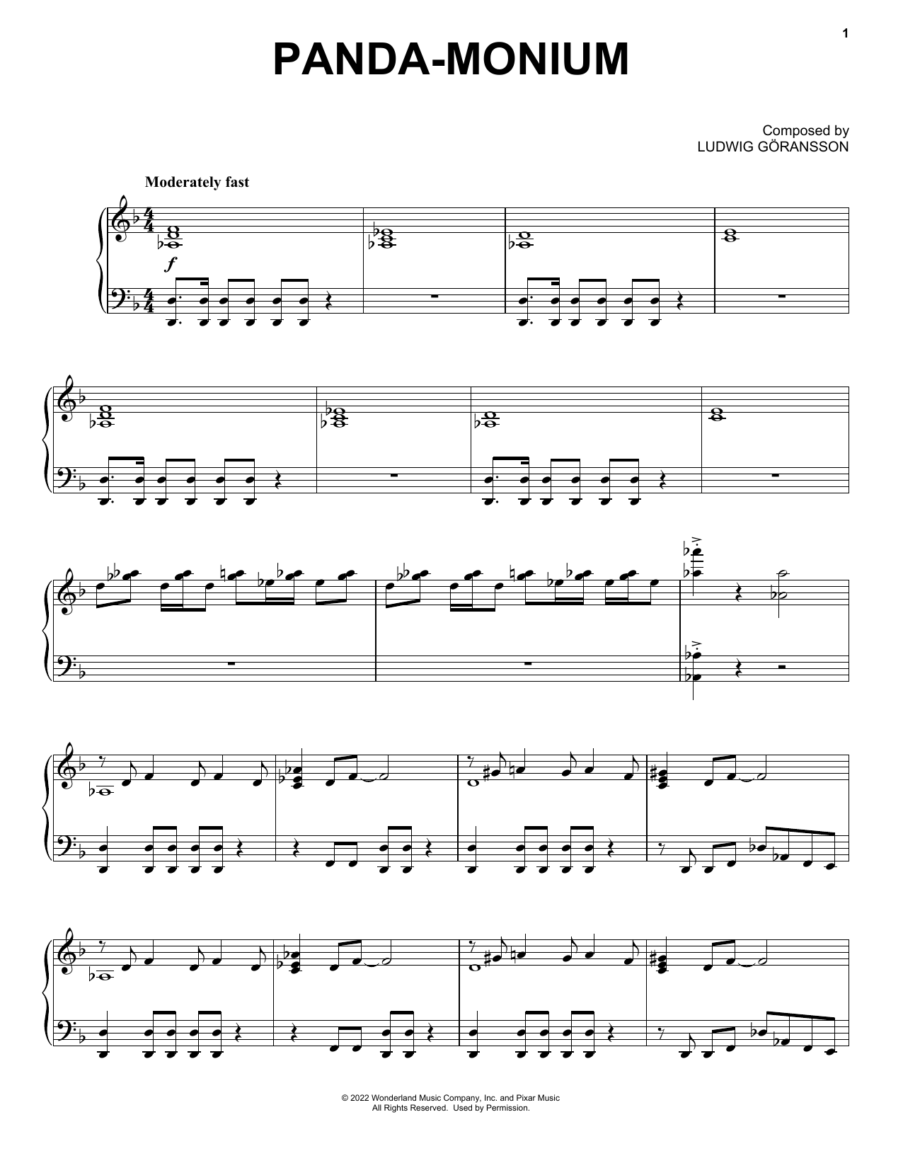 Download Ludwig Göransson Panda-monium (from Turning Red) Sheet Music and learn how to play Piano Solo PDF digital score in minutes
