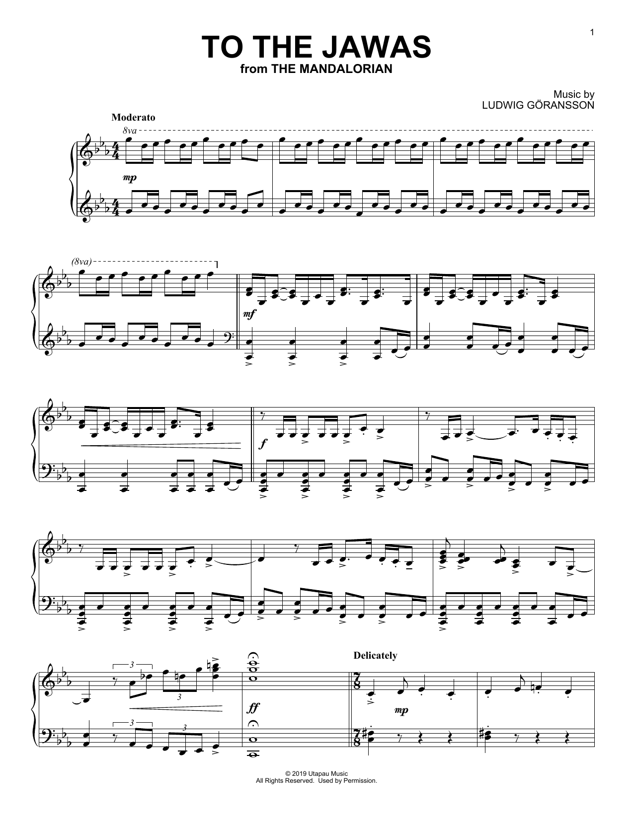 Download Ludwig Göransson To The Jawas (from Star Wars: The Mandalorian) Sheet Music and learn how to play Piano Solo PDF digital score in minutes