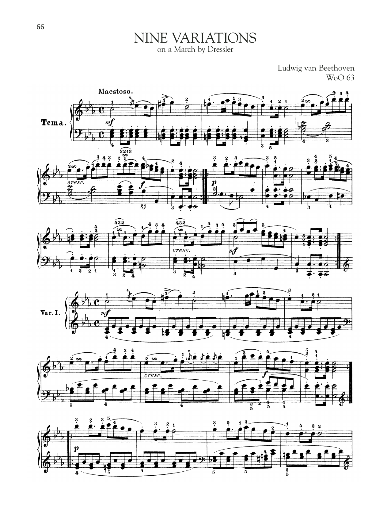 Download Ludwig van Beethoven 9 Variations On A March By Dressler, WoO 63 Sheet Music and learn how to play Piano Solo PDF digital score in minutes
