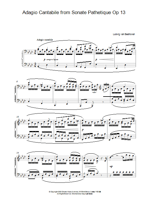 Download Ludwig van Beethoven Adagio Cantabile from Sonate Pathetique Op 13 Sheet Music and learn how to play Piano Solo PDF digital score in minutes