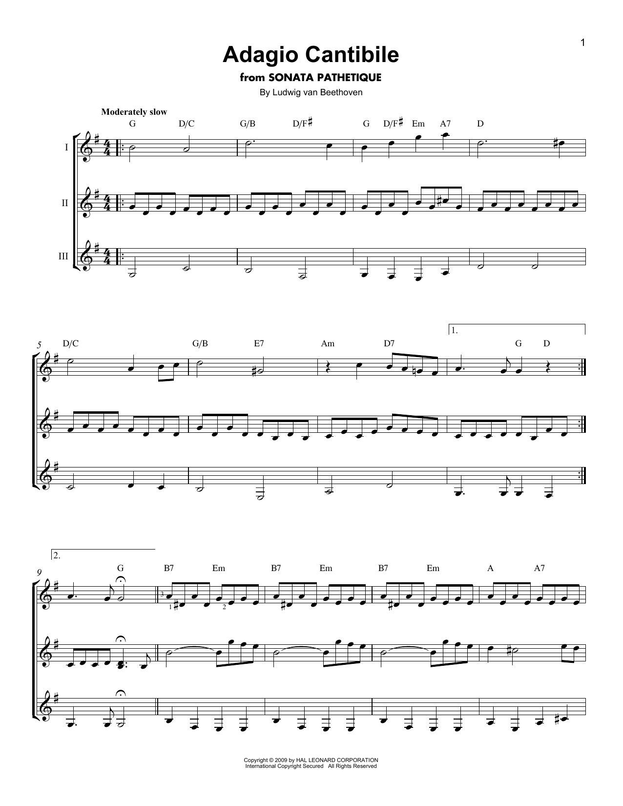 Download Ludwig van Beethoven Adagio Cantabile Sheet Music and learn how to play GTRENS PDF digital score in minutes