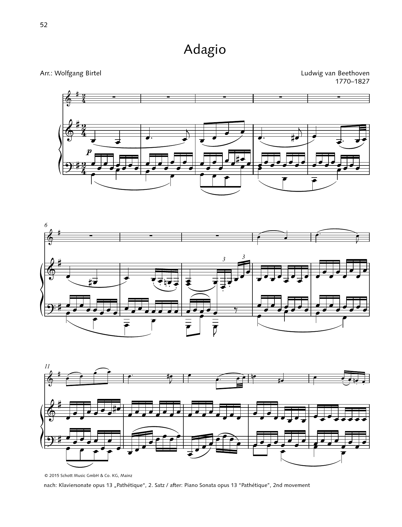 Download Ludwig van Beethoven Adagio Sheet Music and learn how to play String Solo PDF digital score in minutes