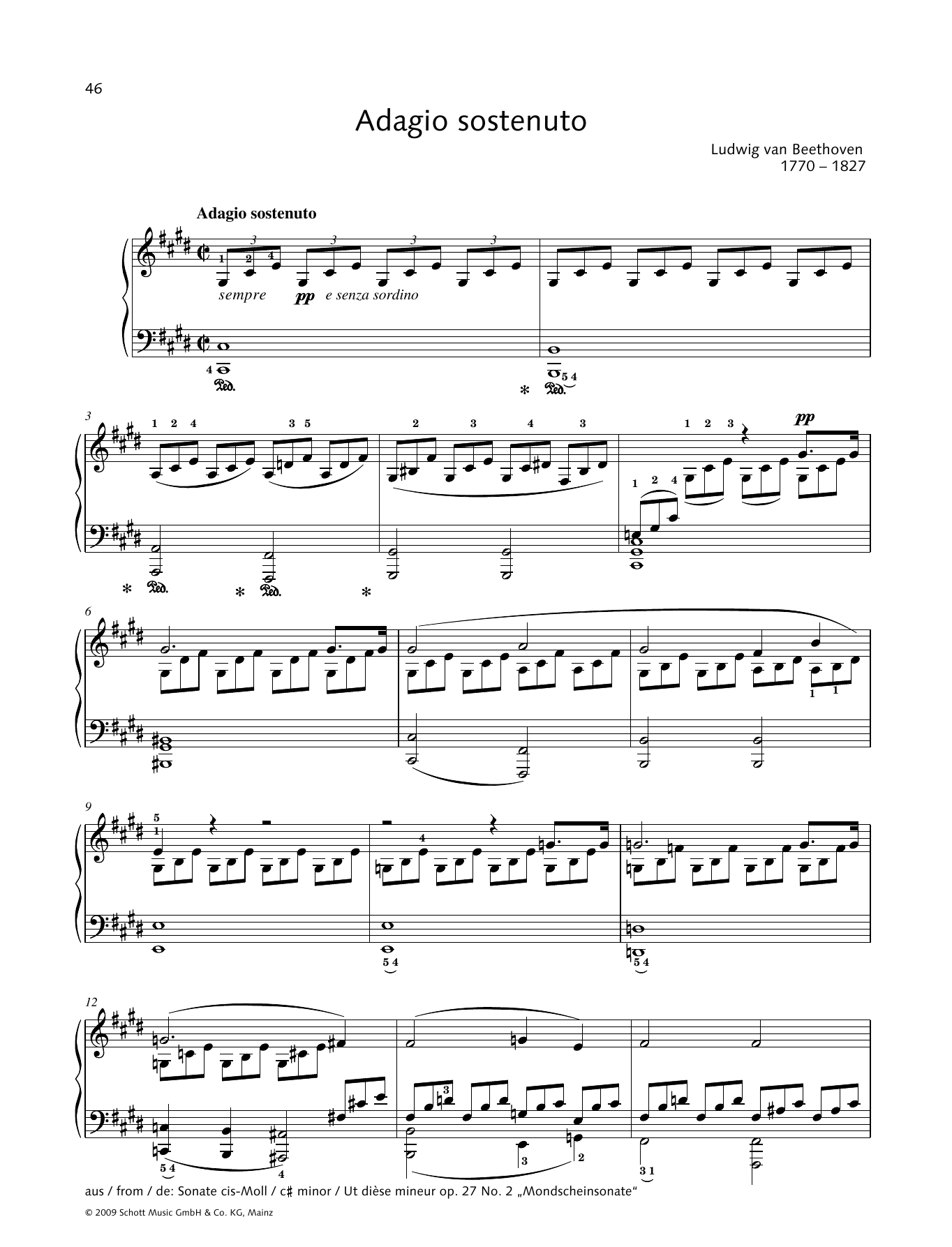 Download Ludwig van Beethoven Adagio Sostenuto Sheet Music and learn how to play Piano Solo PDF digital score in minutes