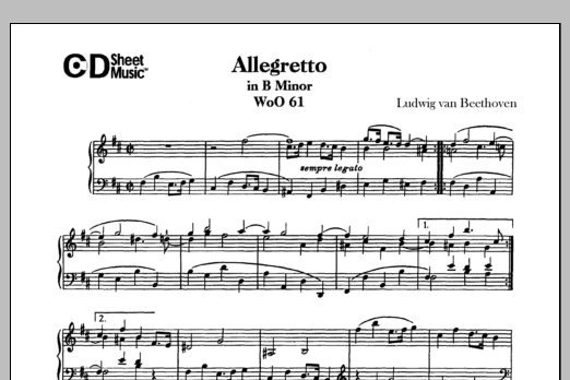 Download Ludwig van Beethoven Allegretto In B Minor, Woo 61 Sheet Music and learn how to play Piano Solo PDF digital score in minutes