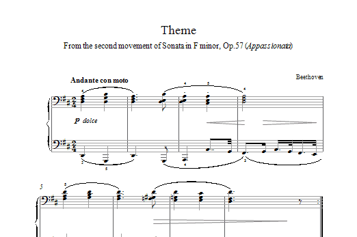 Download Ludwig van Beethoven Appassionata Theme Sheet Music and learn how to play Piano, Vocal & Guitar (Right-Hand Melody) PDF digital score in minutes