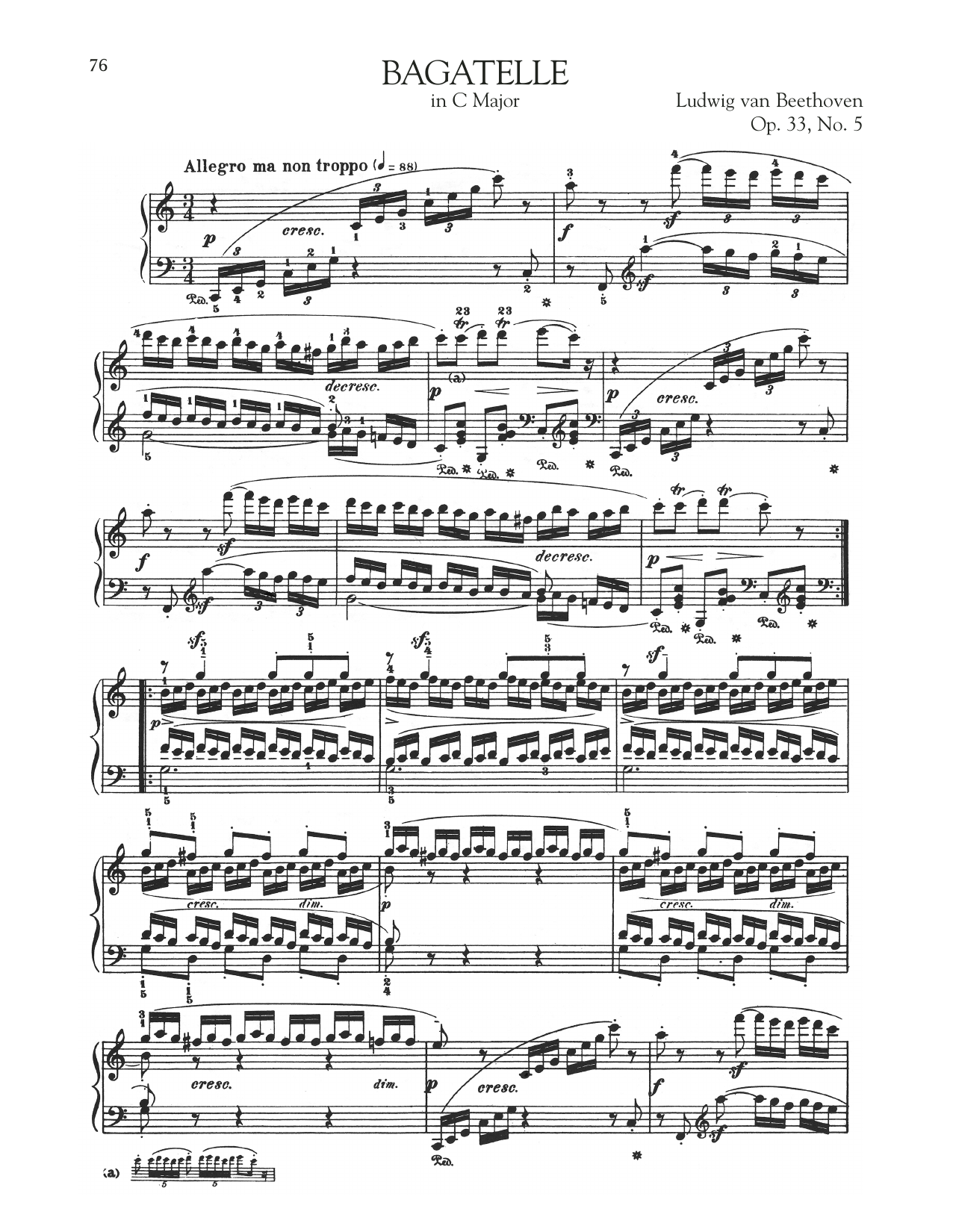 Download Ludwig van Beethoven Bagatelle In C Major, Op. 33, No. 5 Sheet Music and learn how to play Piano Solo PDF digital score in minutes