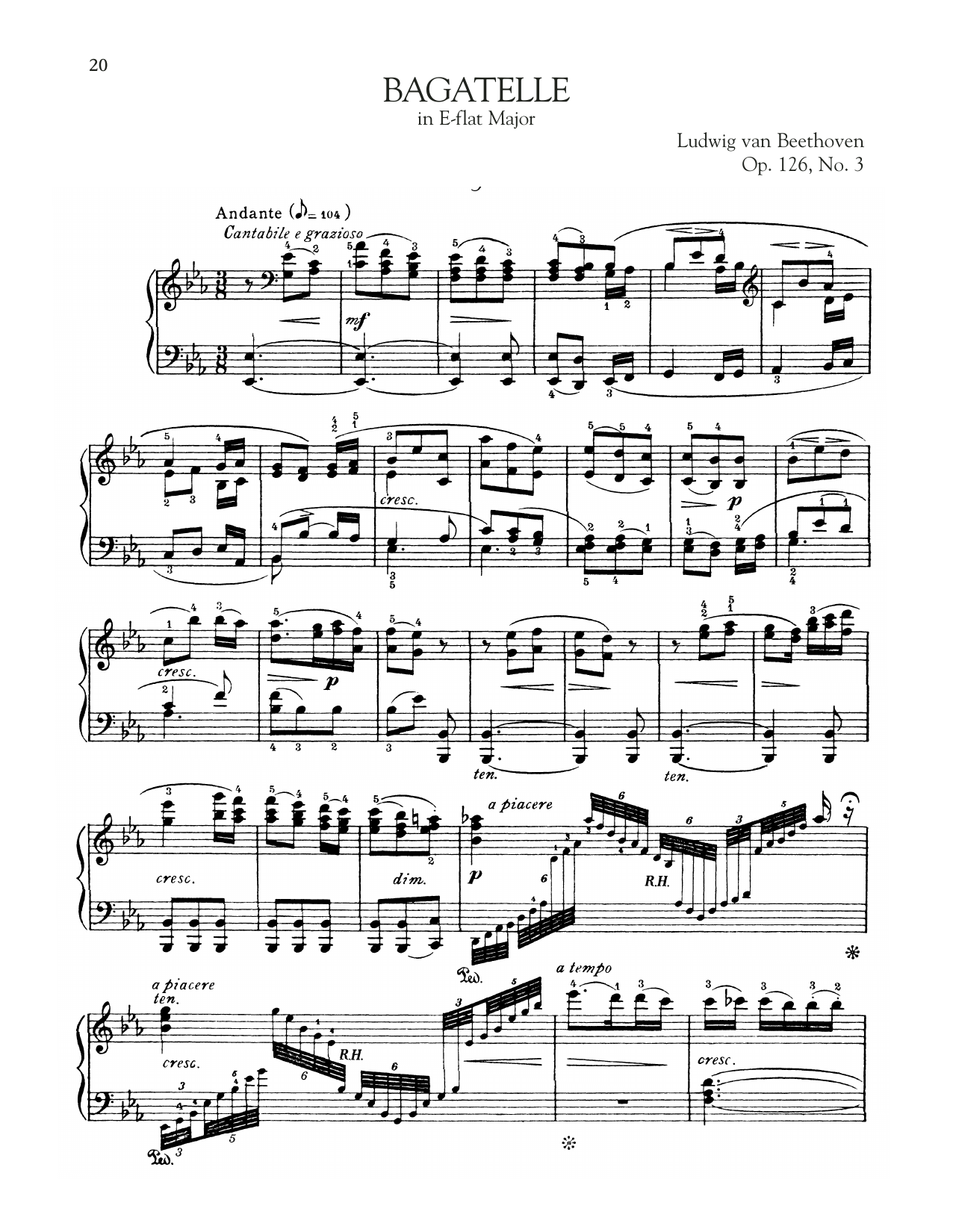 Download Ludwig van Beethoven Bagatelle In E-Flat Major, Op. 126, No. 3 Sheet Music and learn how to play Piano Solo PDF digital score in minutes