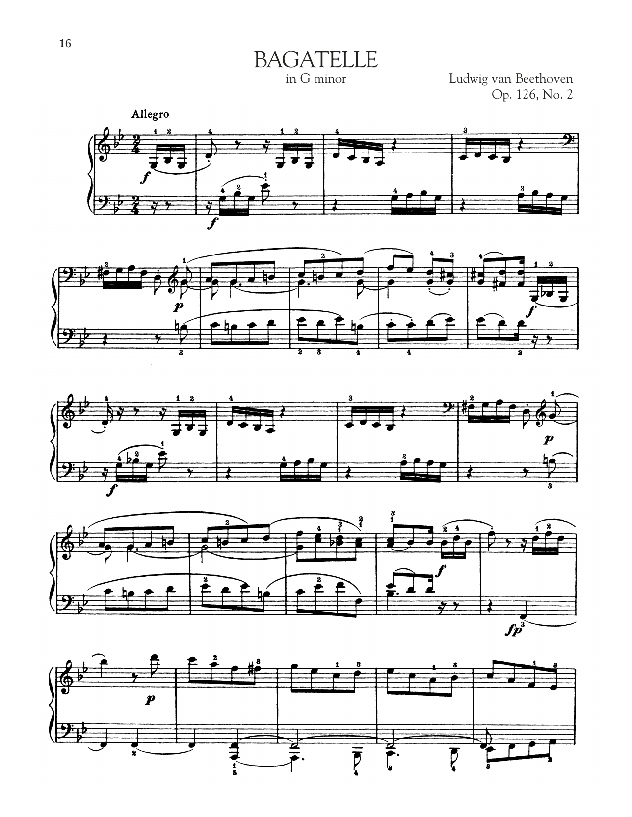 Download Ludwig van Beethoven Bagatelle In G Minor, Op. 126, No. 2 Sheet Music and learn how to play Piano Solo PDF digital score in minutes