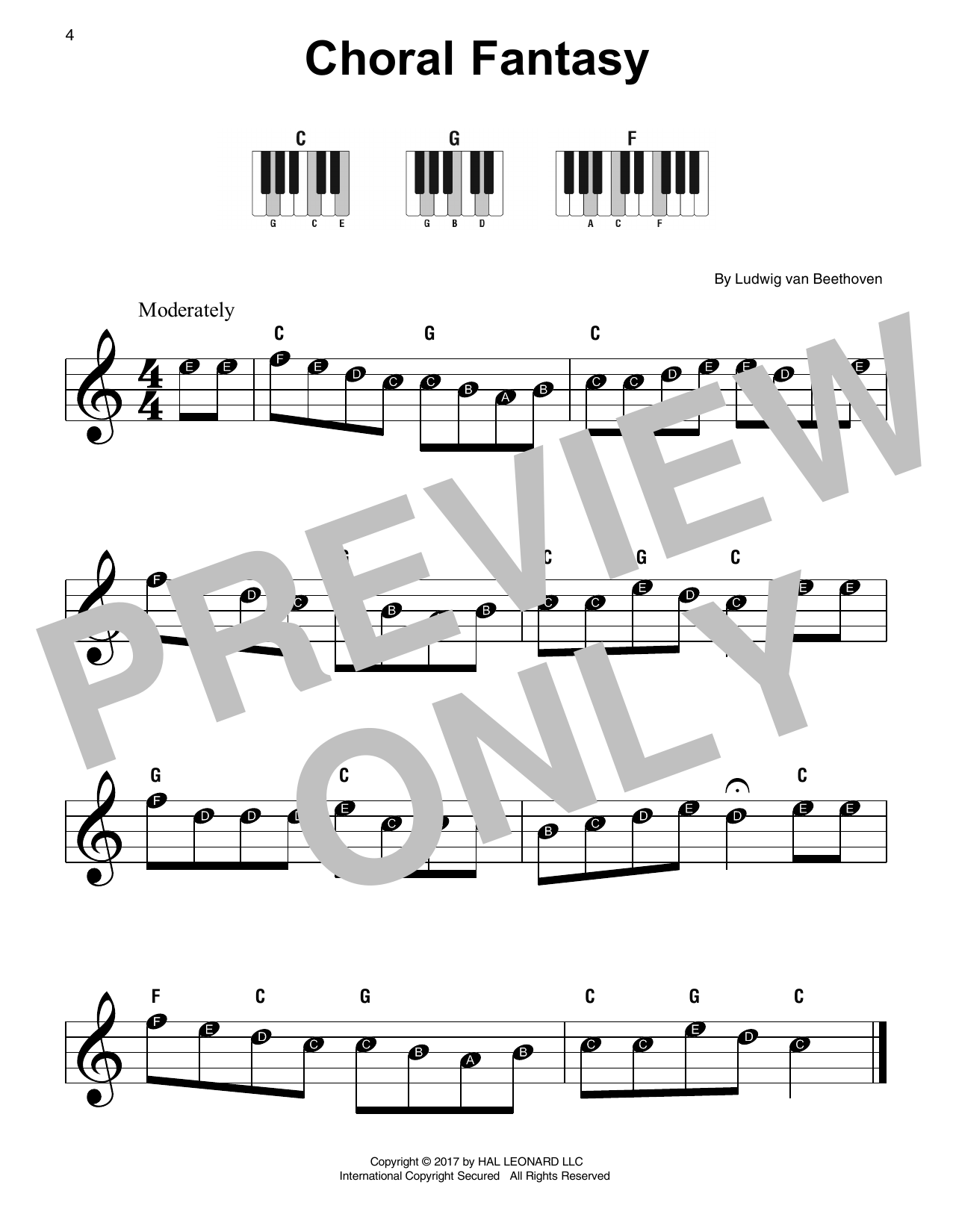 Download Ludwig van Beethoven Choral Fantasy Sheet Music and learn how to play Super Easy Piano PDF digital score in minutes