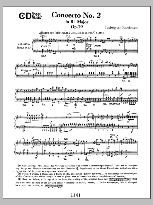Download Ludwig van Beethoven Concerto No. 2 In B-flat Major, Op. 19 Sheet Music and learn how to play Piano Solo PDF digital score in minutes