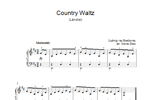 Download Ludwig van Beethoven Country Waltz (Ländler ) Sheet Music and learn how to play Piano PDF digital score in minutes