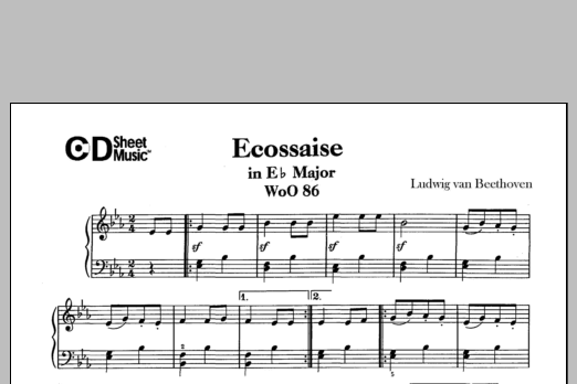 Download Ludwig van Beethoven Ecossaise In E-Flat Major, WoO 86 Sheet Music and learn how to play Piano Solo PDF digital score in minutes