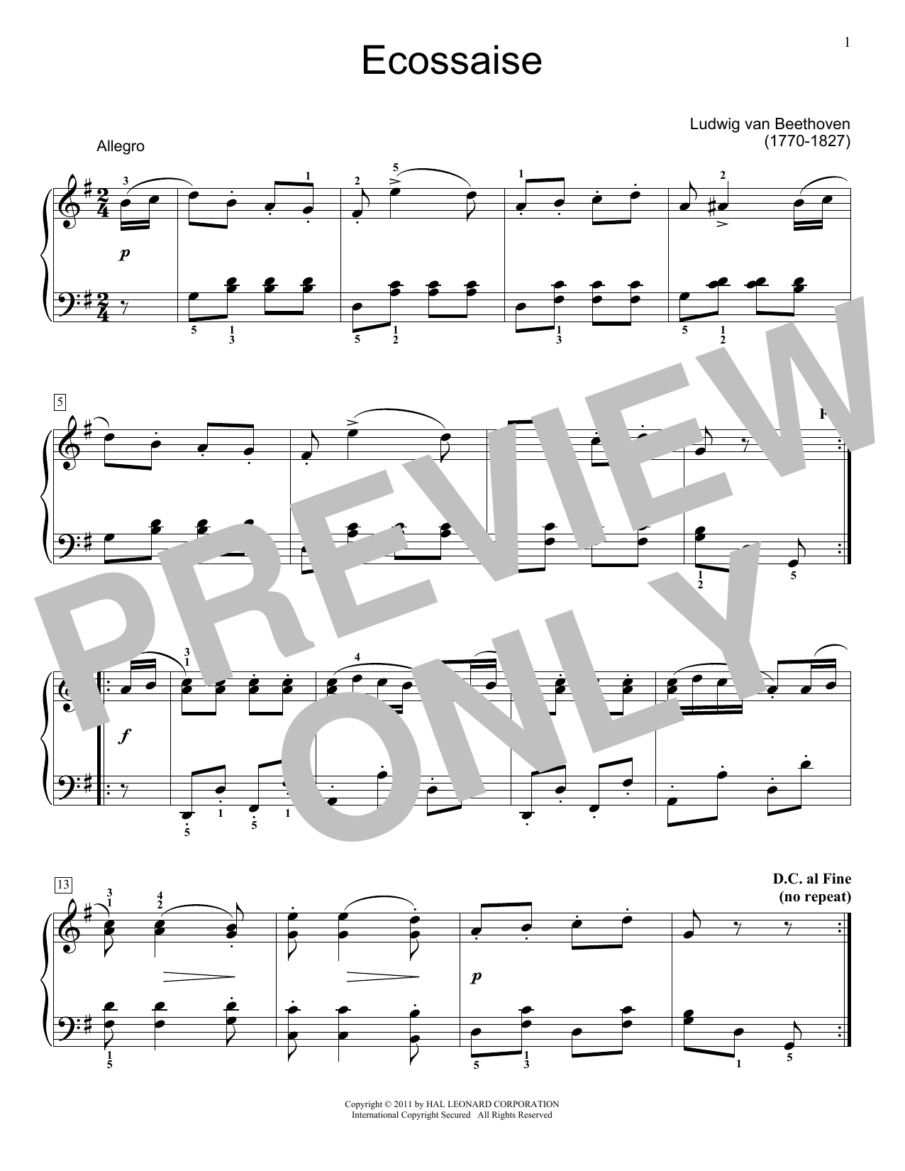 Download Jennifer Linn Ecossaise In G Major Sheet Music and learn how to play Easy Piano PDF digital score in minutes