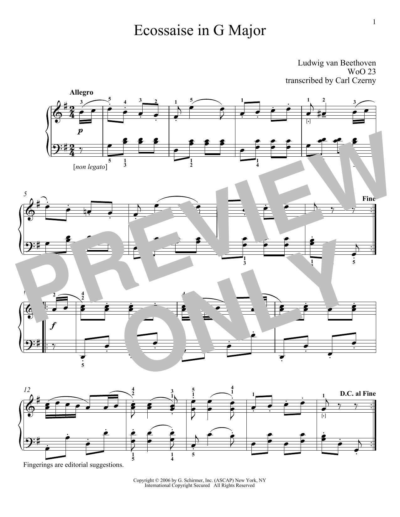 Download Ludwig van Beethoven Ecossaise In G Major, WoO 23 Sheet Music and learn how to play Educational Piano PDF digital score in minutes