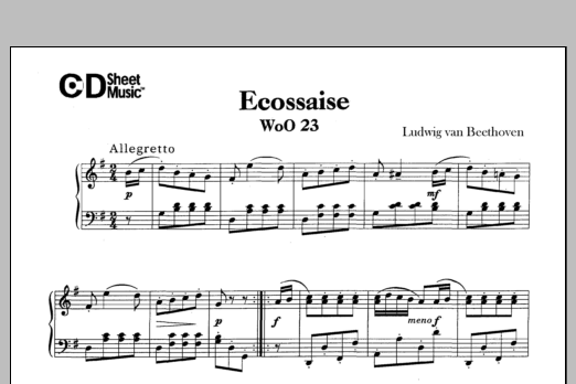 Download Ludwig van Beethoven Ecossaise, Woo 23 Sheet Music and learn how to play Piano Solo PDF digital score in minutes