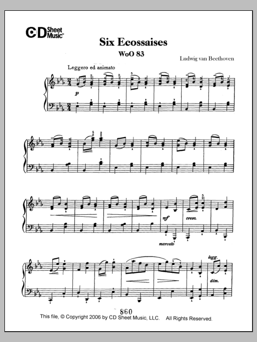 Download Ludwig van Beethoven Ecossaises (6), Woo 83 Sheet Music and learn how to play Piano Solo PDF digital score in minutes
