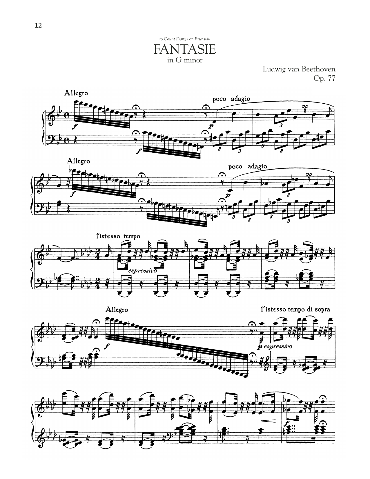 Download Ludwig van Beethoven Fantasie, Op. 77 Sheet Music and learn how to play Piano Solo PDF digital score in minutes