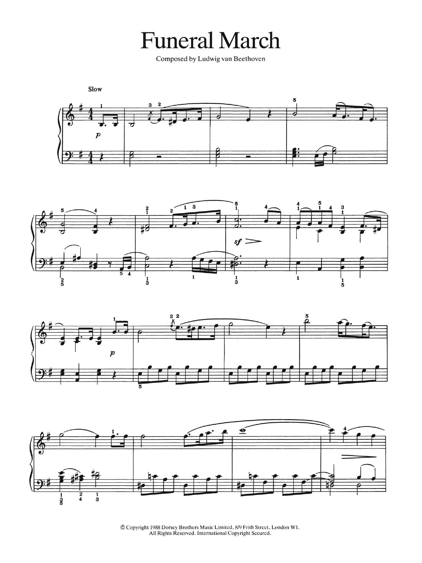 Download Ludwig van Beethoven Funeral March Sheet Music and learn how to play Easy Piano PDF digital score in minutes