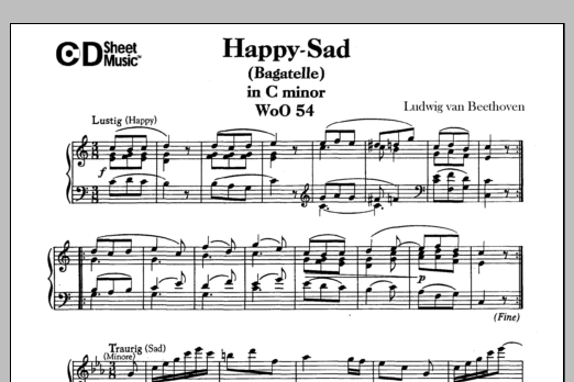 Download Ludwig van Beethoven Happy-sad (bagatelle) In C Major (lustig-traurig), Woo 54 Sheet Music and learn how to play Piano Solo PDF digital score in minutes