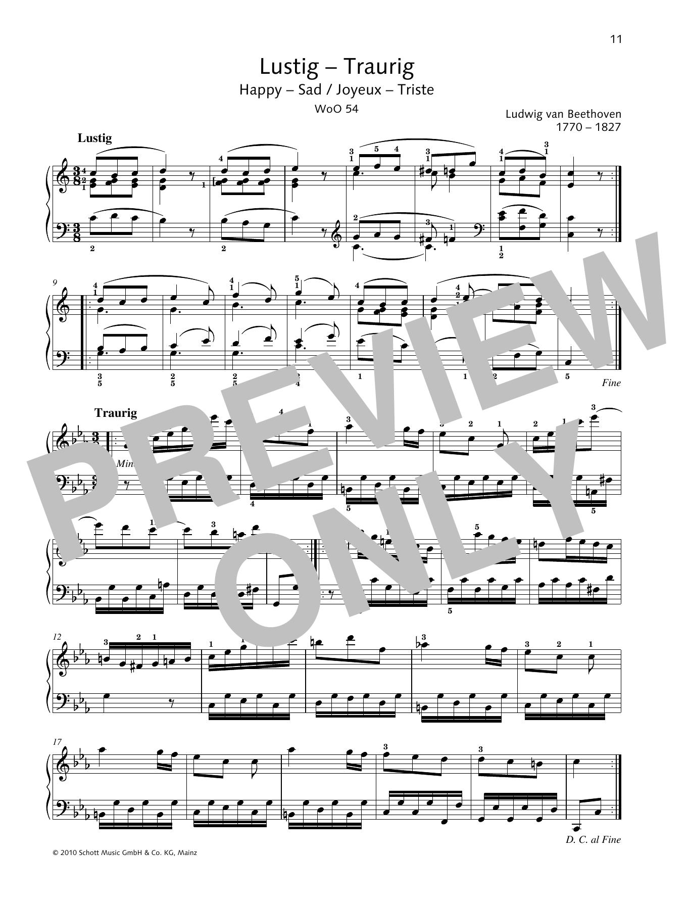 Download Ludwig van Beethoven Happy-Sad Sheet Music and learn how to play Piano Solo PDF digital score in minutes