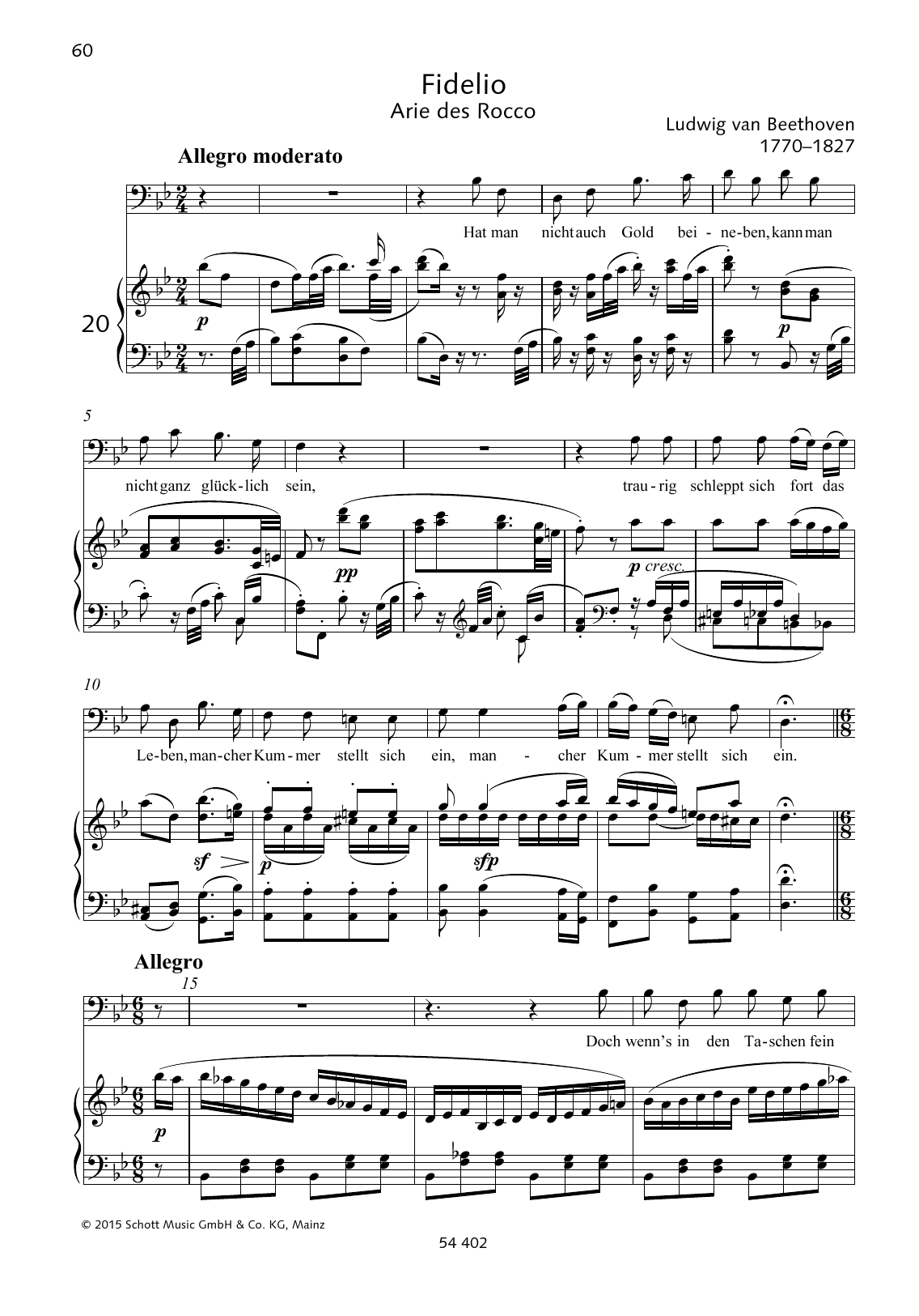 Download Ludwig van Beethoven Hat man nicht auch Gold beineben Sheet Music and learn how to play Piano & Vocal PDF digital score in minutes