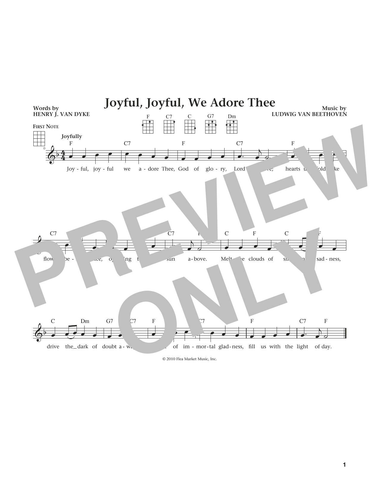 Download Ludwig van Beethoven Joyful, Joyful, We Adore Thee Sheet Music and learn how to play Ukulele PDF digital score in minutes