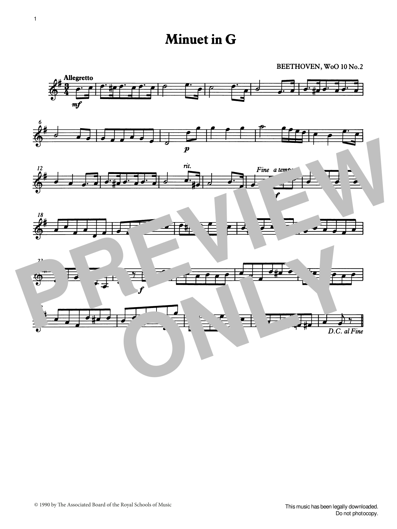 Download Ludwig van Beethoven Minuet in G (score & part) from Graded Music for Tuned Percussion, Book II Sheet Music and learn how to play Percussion Solo PDF digital score in minutes